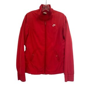 Nike VTG Sportswear Windbreaker Jacket Full‎ Zip Red Women's 8-10 Medium Y2K